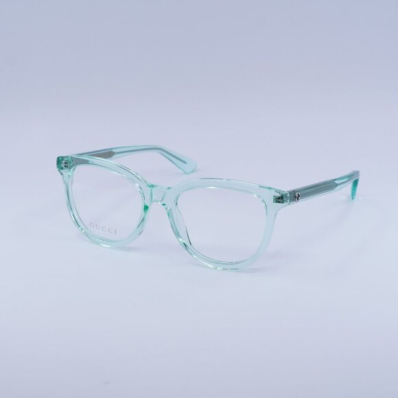 Gucci GG1687O 004 Eyeglasses Transparent Green 52mm Square Frame - Picture 1 of 9
